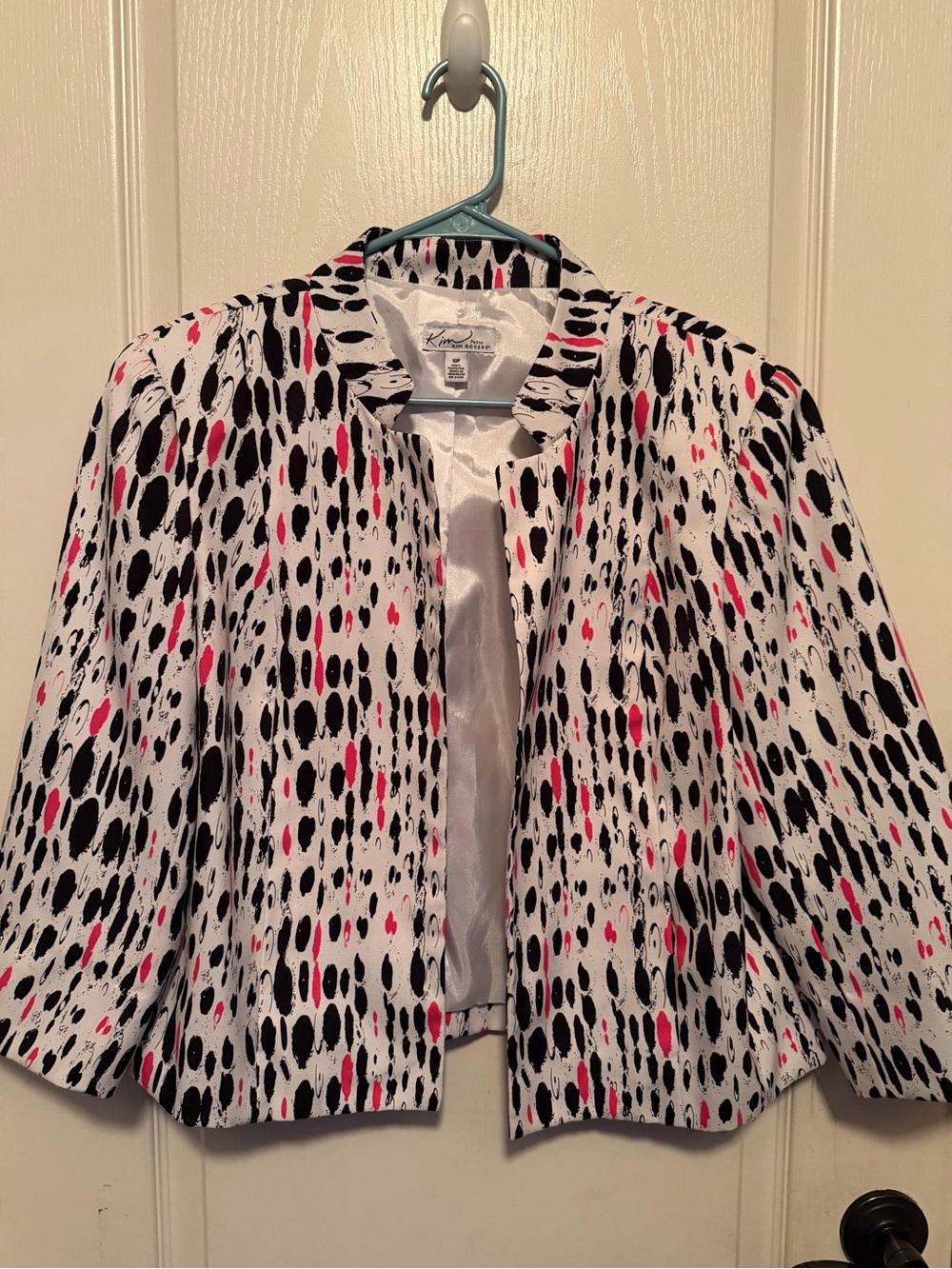 Kim Rogers White Jacket with Black & Pink Spot Print